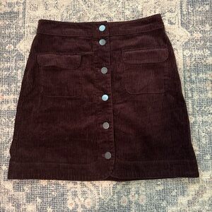 *SOLD* LOFT Corduroy Button-Front Skirt - Dark Brown